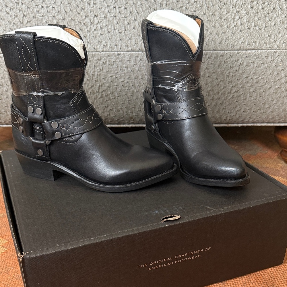 Frye Black Leather Ankle Boots